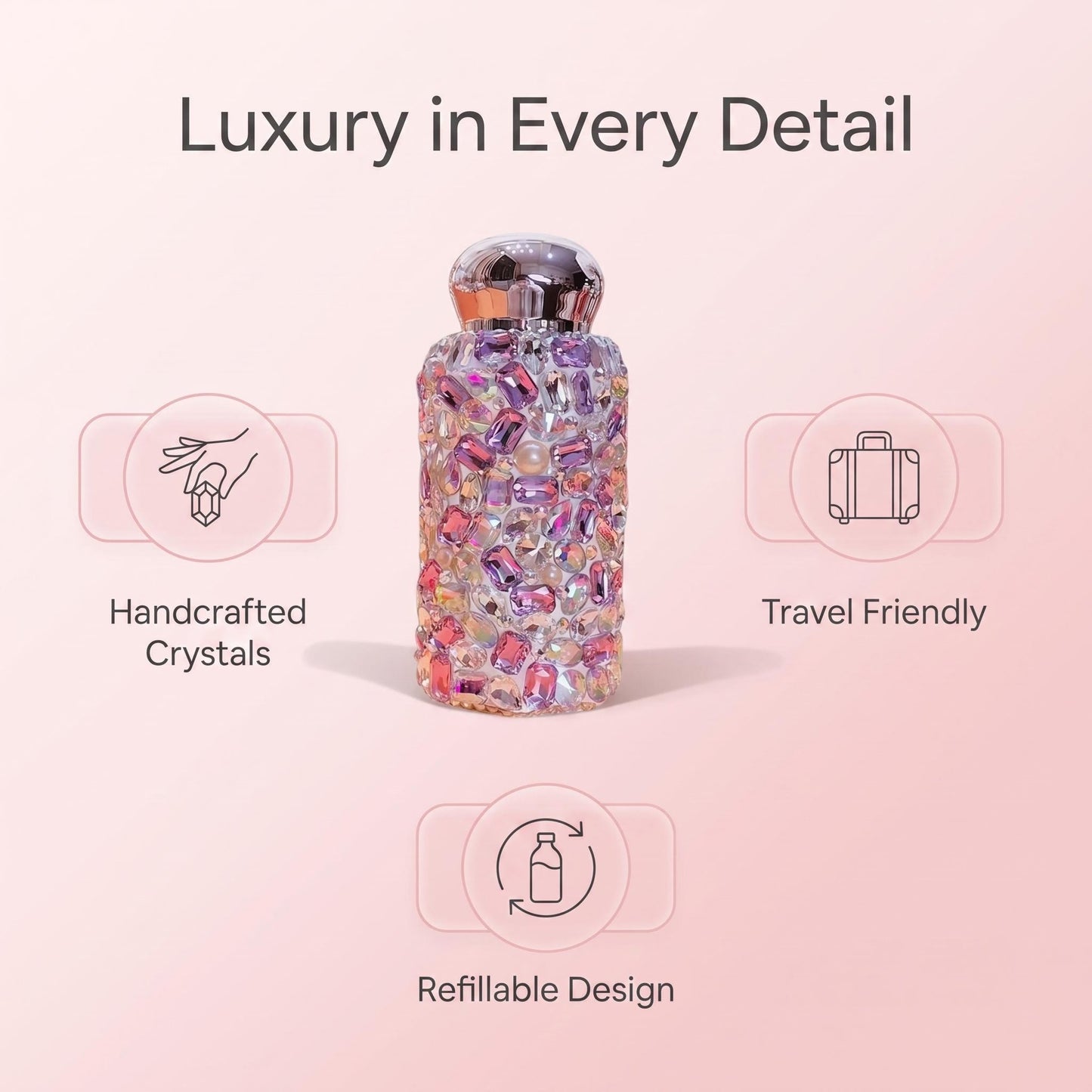 Luxury Crystal-Encrusted Refillable Water Bottle (260ml)