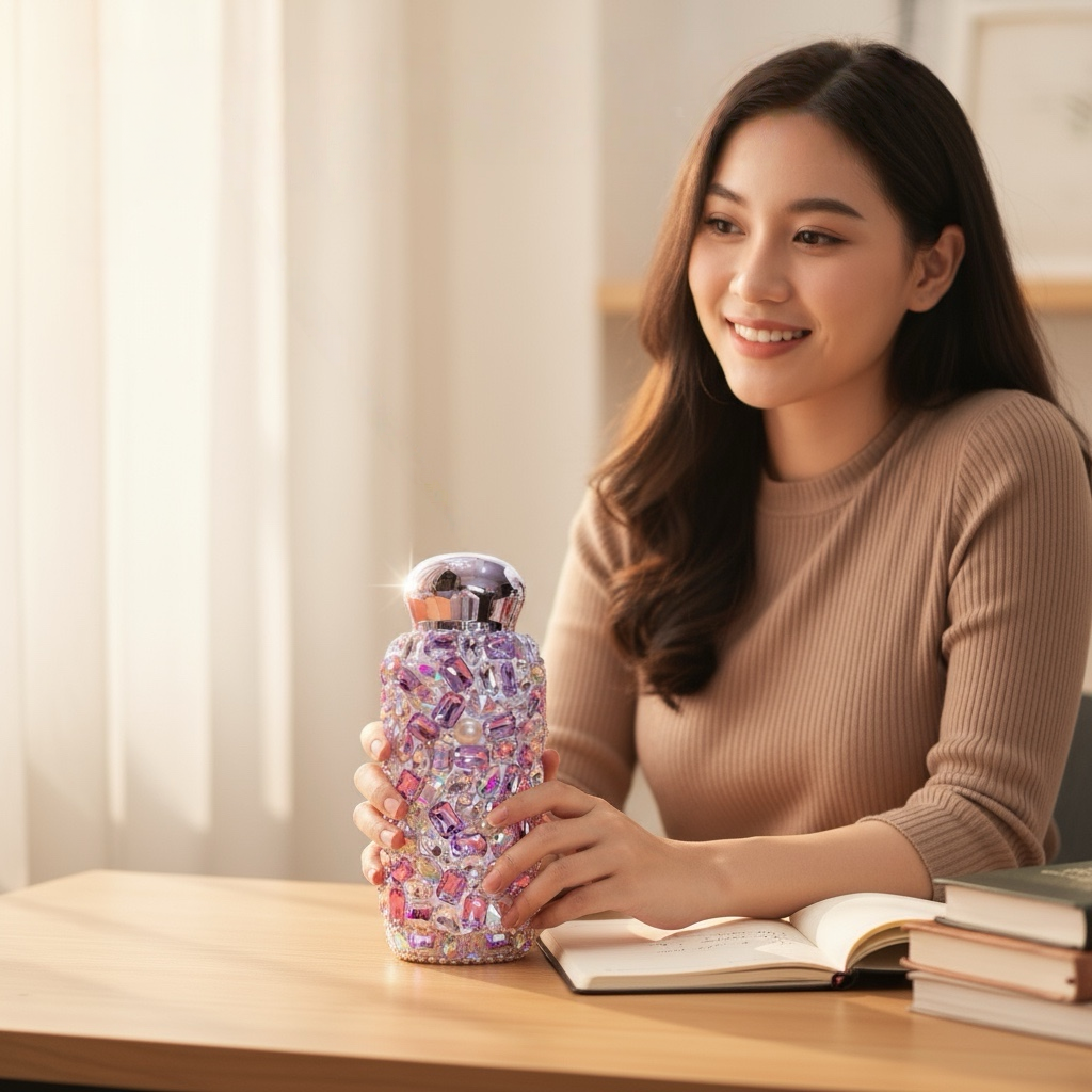 Luxury Crystal-Encrusted Refillable Water Bottle (260ml)