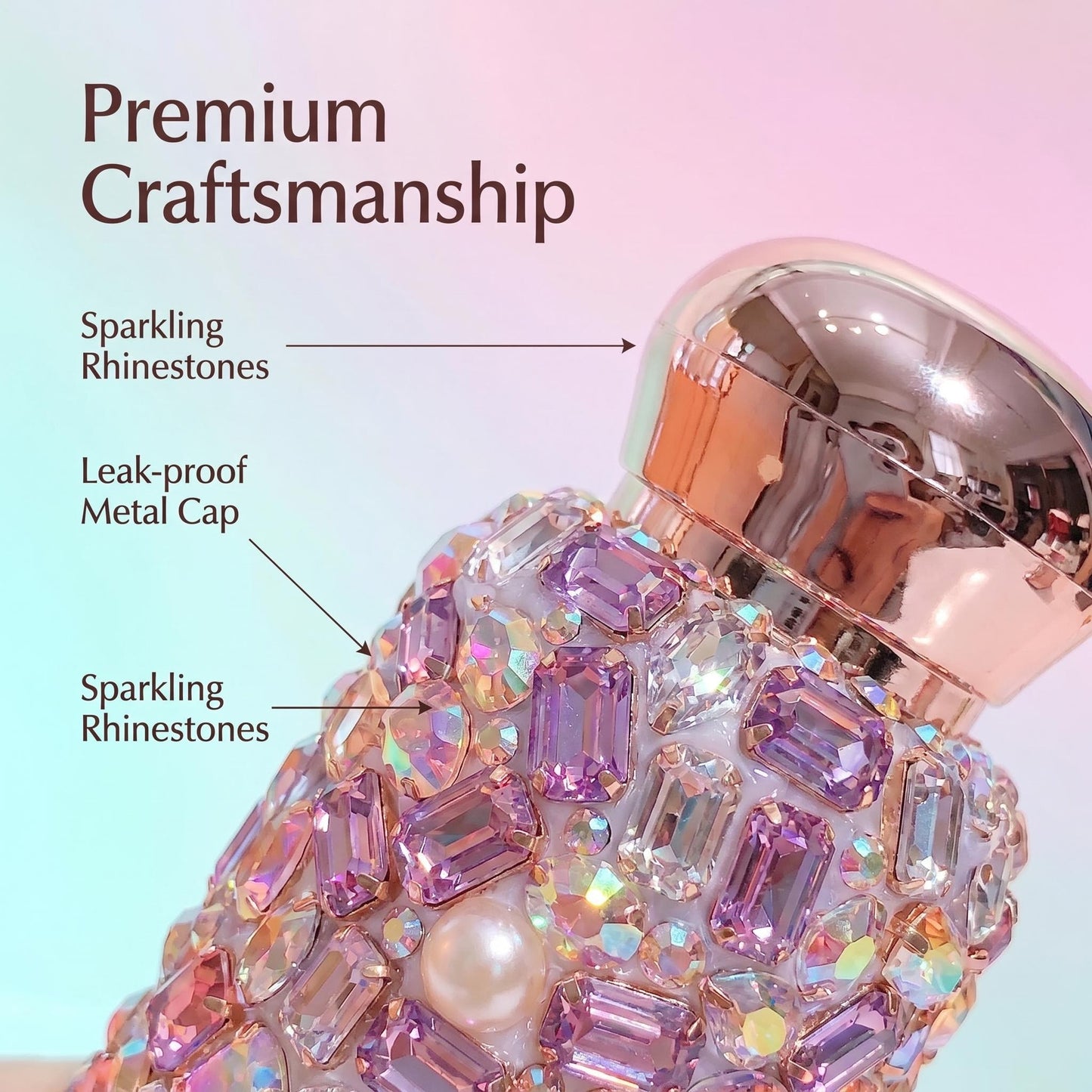 Luxury Crystal-Encrusted Refillable Water Bottle (260ml)